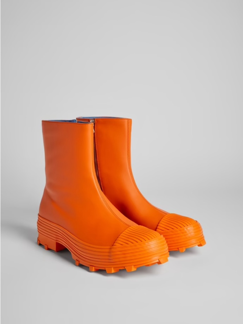 NEW Camper Lab Traktori Chunky Orange Leather Ankle Boots